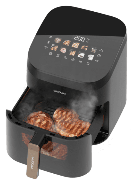 Cecotec Cecofry&Grill Smokin' 6500 Sencillo 6,5 L Independiente 2200 W Freidora de aire caliente Negro, Marrón