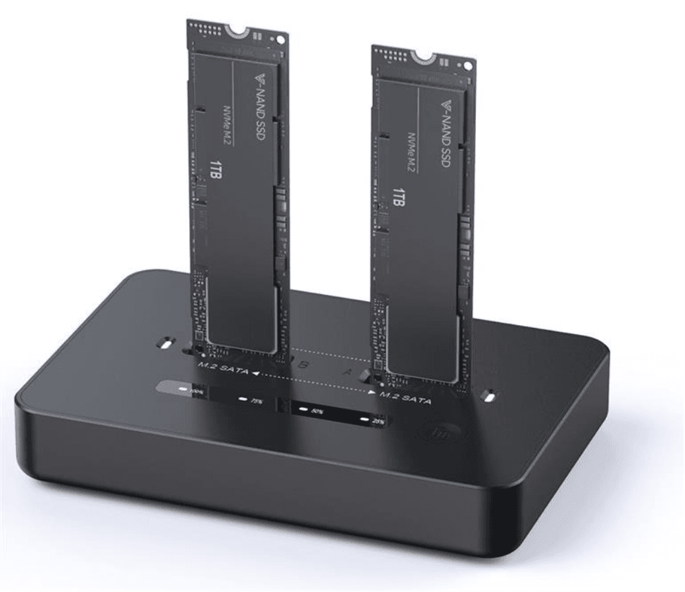 Gembird DD2-U3M2 base de conexión para disco duro USB 3.2 Gen 2x2 Type-C Negro